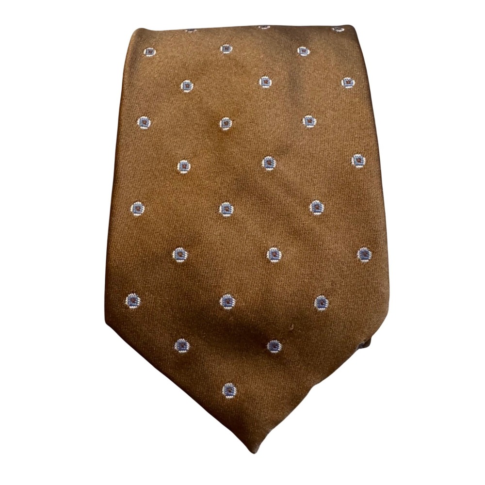 Wemlon by Wembley Mens Vintage Brown Medallion Geometric Wash n Wear Necktie
